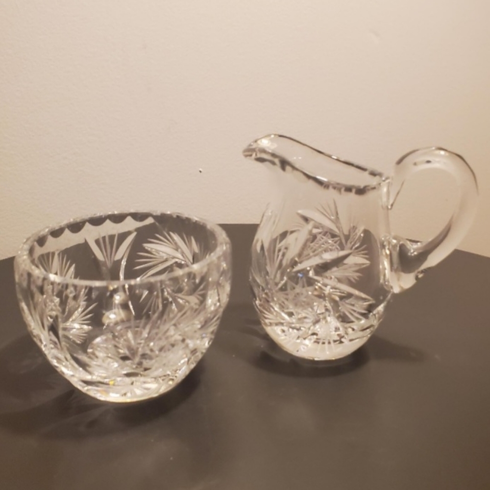 Vintage Pinwheel Crystal Cream and Sugar Set